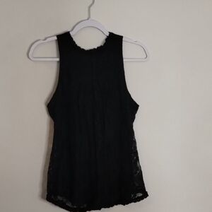 Elegant Black Lace Tank Top with High Neck